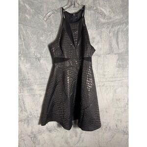 ASTR sold at Anthropologie Black Crocodile Embossed Mesh Halter Dress size M